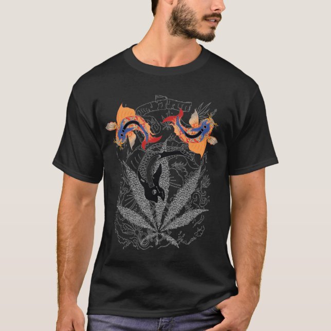 Koi Fish Triple Black Graphic Tee (Front)
