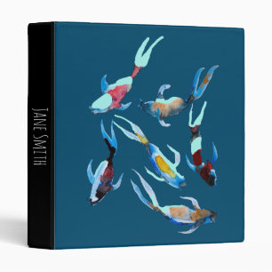 koi Fish watercolor Japanese art Binder