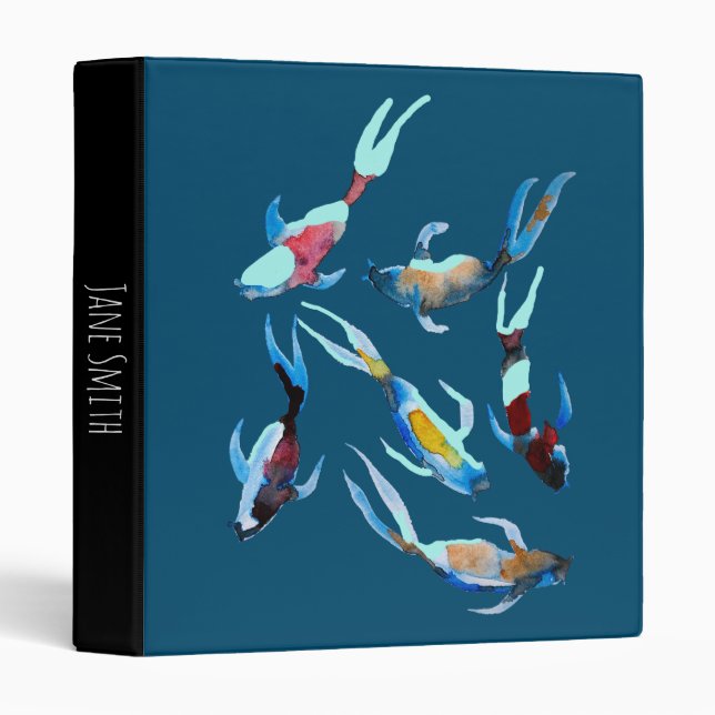 koi Fish watercolor Japanese art Binder (Front/Spine)