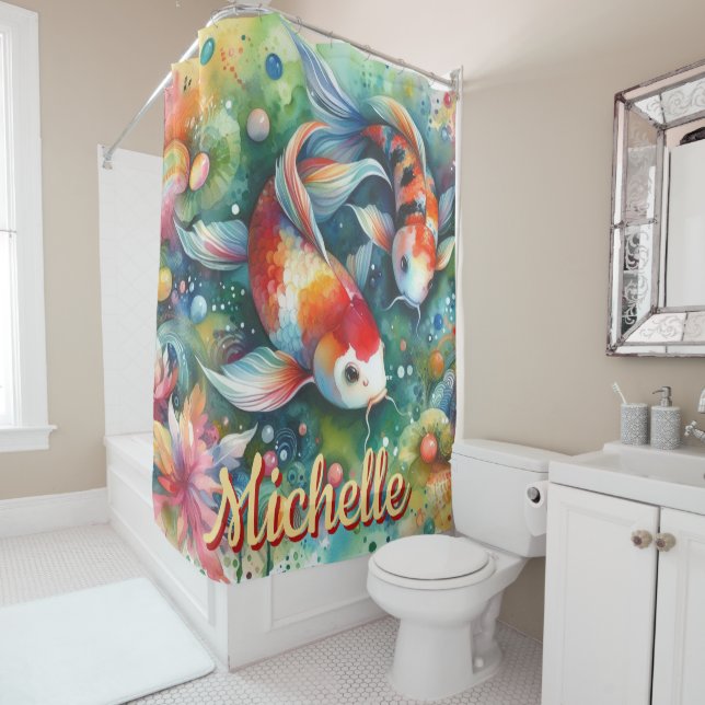 Koi Fish Whimsical Watercolor Personalized (In Situ)