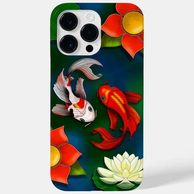 Koi Fish White Lotus Lily Pad Pond Case-Mate iPhone Case (Back)