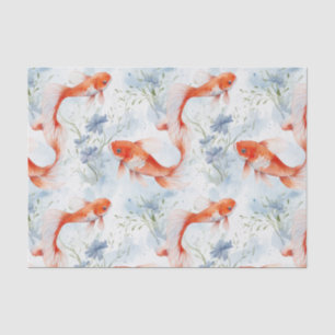 Koi Fish White Winter Pond Decoupage Tissue Paper