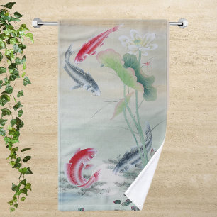 Koi Fish with Lotus Hand Towel