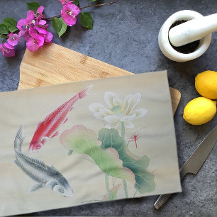 Koi Fish with Lotus Kitchen Towel