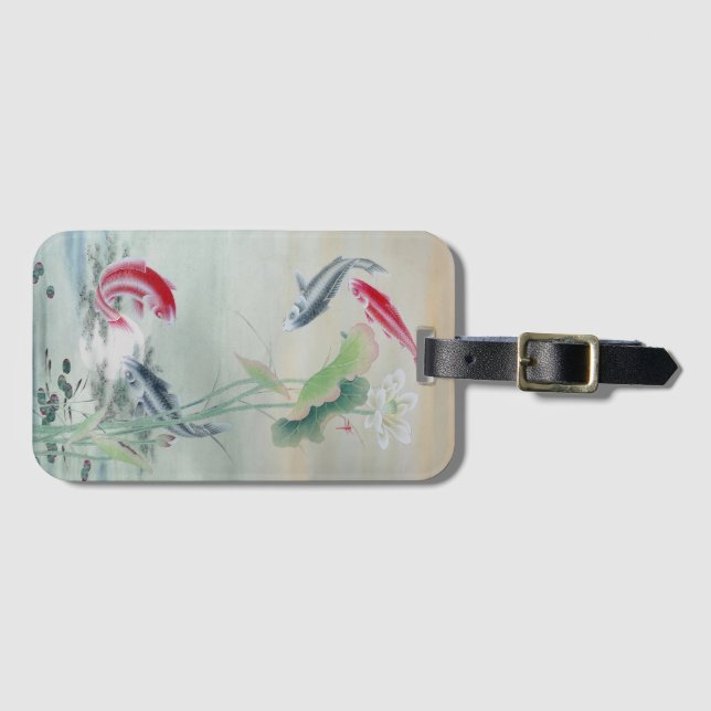 Koi Fish with Lotus Luggage Tag (Front Horizontal)