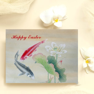 Koi Fish with Lotus Postcard
