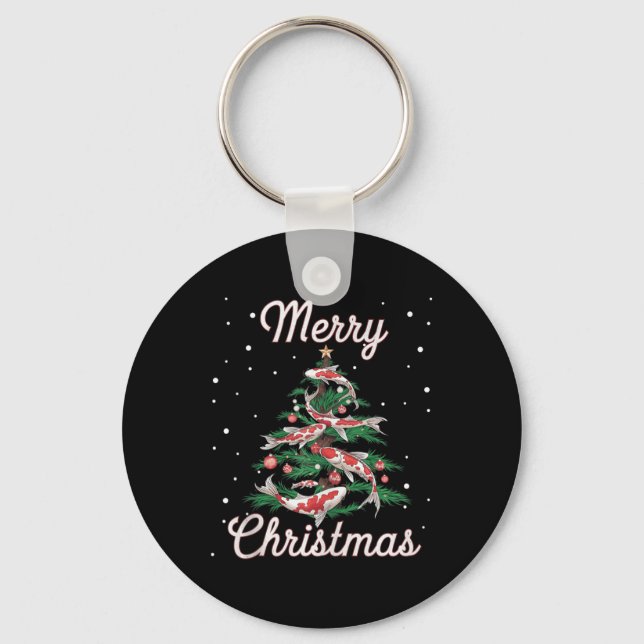 Koi Fish Xmas Tree Koi Carp Christmas Tree  Keychain (Front)
