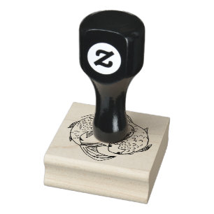 Koi Fish Yin and Yang Rubber Stamp