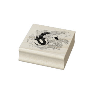 Koi Fish Yin Yang Rubber Stamp
