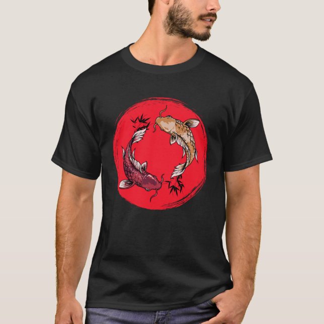 koi fish ying yang with bamboo tees  Japanese Flag (Front)