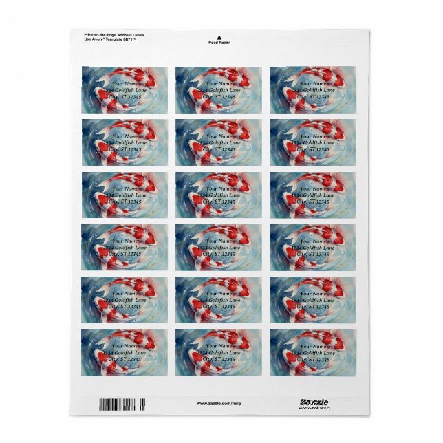 Koi Goldfish Label (Full Sheet)