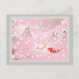 Koi Harmony: A New Year Blossom 2024 Holiday Postcard