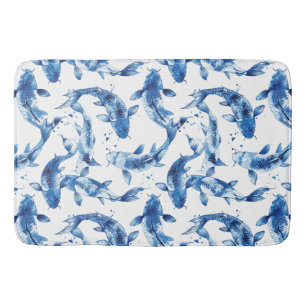 Koi indigo shibori bath mat