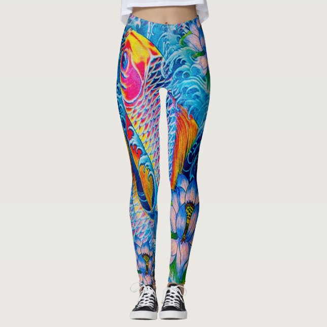 Koi & Lilies in Water Leggings (Front)