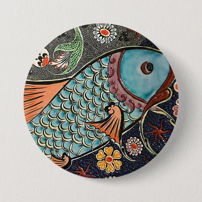 Koi Mosaic 3 Inch Round Button (Front)