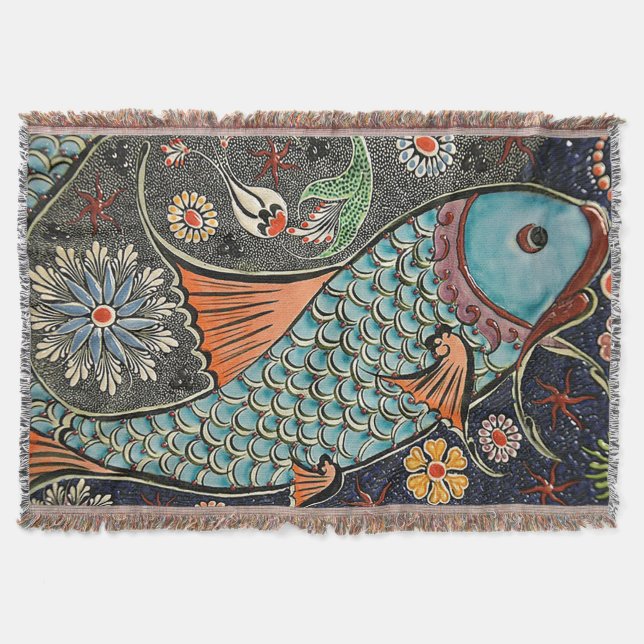 Koi Mosaic Throw Blanket (Front)