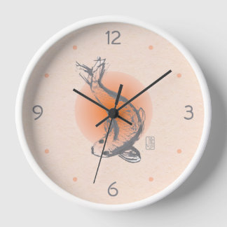 Koi Poisson Arrondi Mur Horloge
