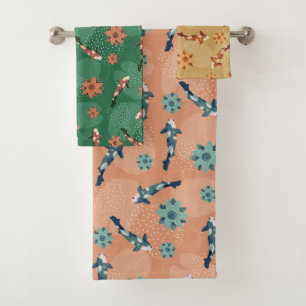 Koi pond bath towel set