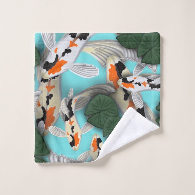 Koi pond bath towel set (Wash Cloth)