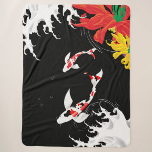Koi Pond - black - Japanese Design Blanket