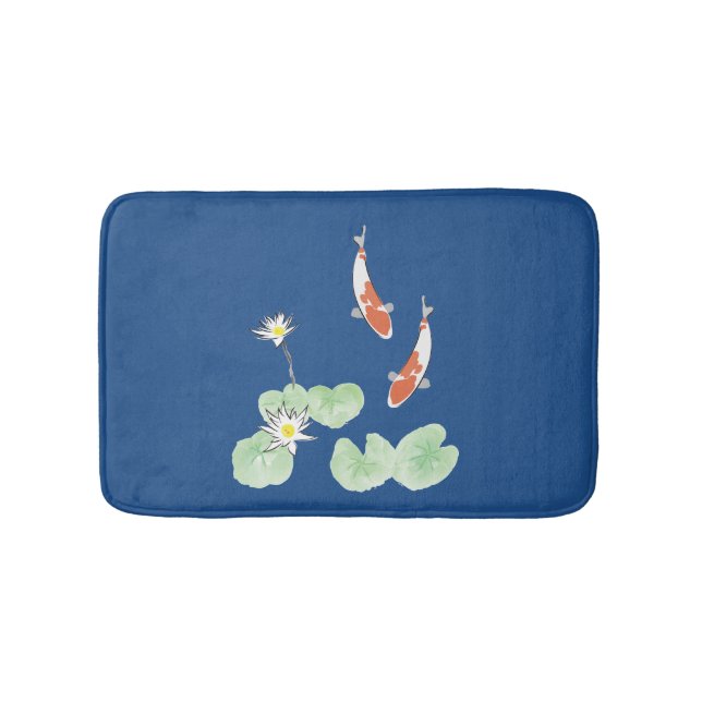 Koi Pond Blue Bath Mat (Front)