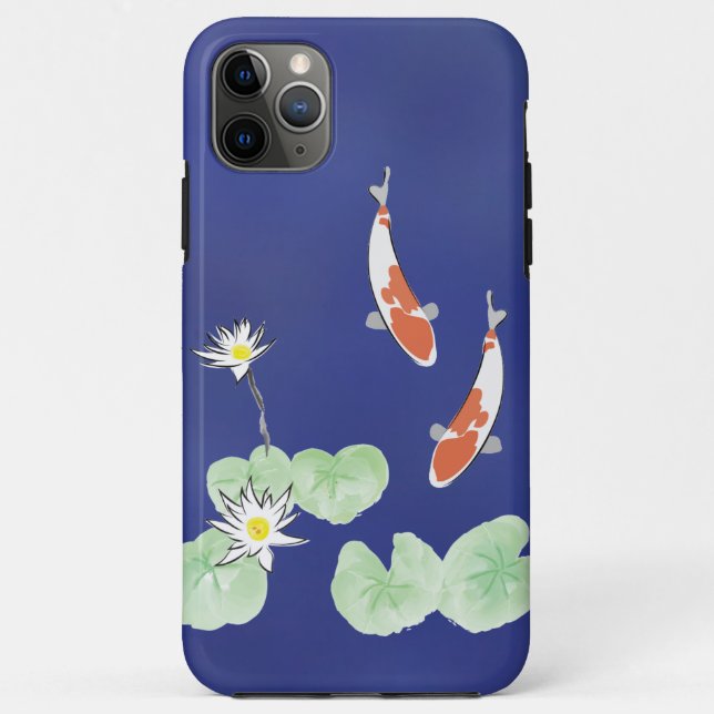 Koi Pond Blue iPhone Coque dur (Dos)