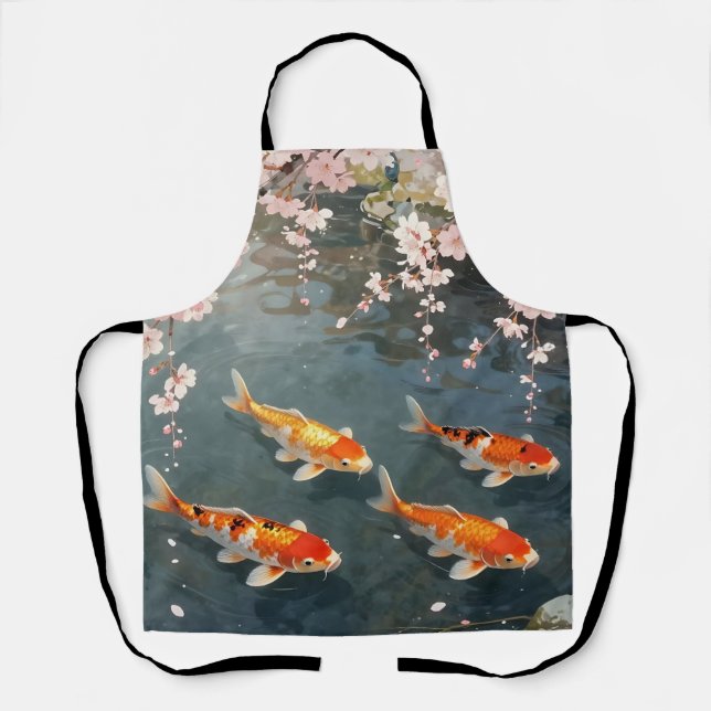 Koi Pond Cherry Blossom Serenity Apron (Front)