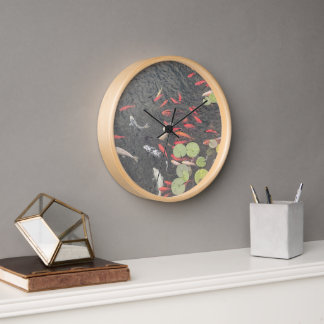 Koi Pond Clock in oranges and greens