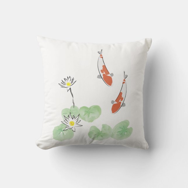 Koi Pond - Coussin Carré Arrière - plan blanc (Recto)