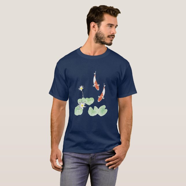 Koi Pond Homme's Dark Blue Tshirt (Devant entier)