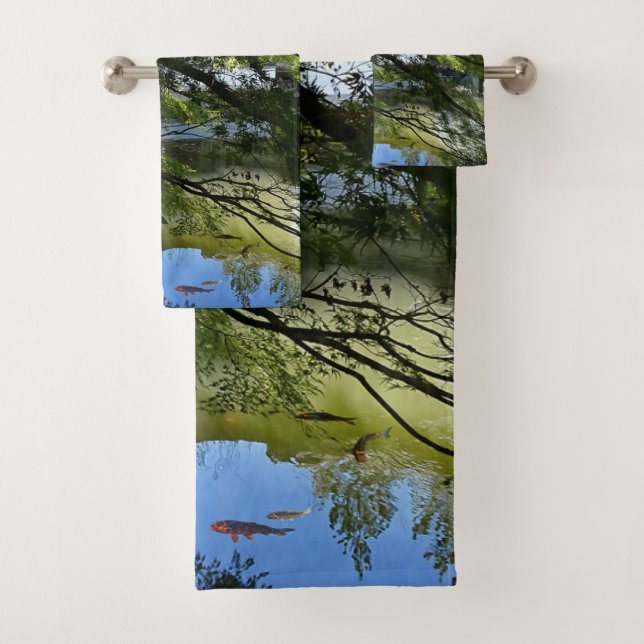 Koi Pond in Chinese Garden Bath Towel Set (Insitu)