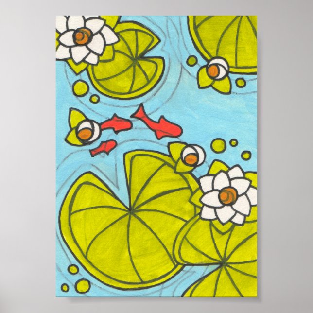 Koi Pond Mixed Media Print (Front)