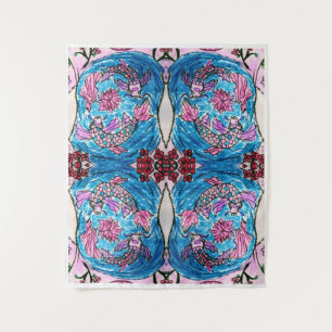 Koi Pond Pattern — Koi Fish Lotus Asian Art Tapestry