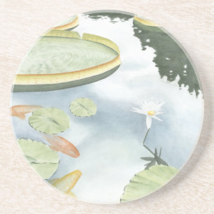 Koi Pond Reflection with Fish and Lilies Coaster
