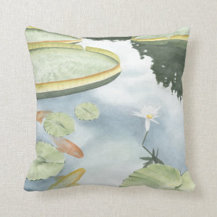 Koi Pond Reflection with Fish and Lilies Throw Pillow
