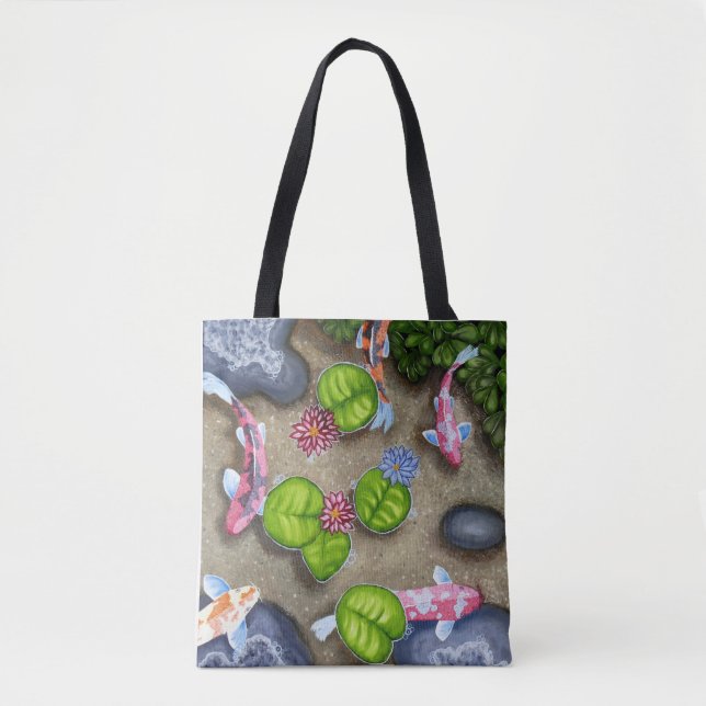 Koi Pond Shoulder Tote Bag (Front)