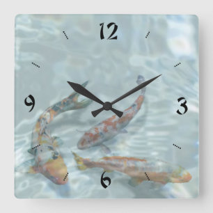 Koi Pond Square Wall Clock