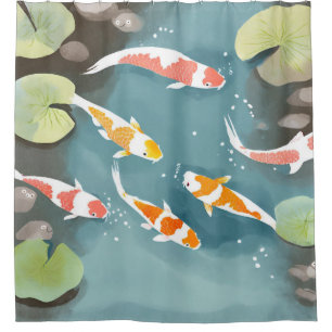 Koi Pond Watercolor Beautiful Fish Painting