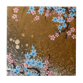 Koi Pond - wood - Japanese Design Ceramic Tile (B)
