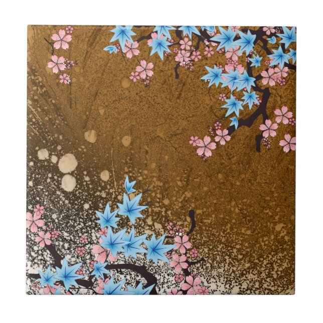 Koi Pond - wood - Japanese Design Ceramic Tile (B) (Front)
