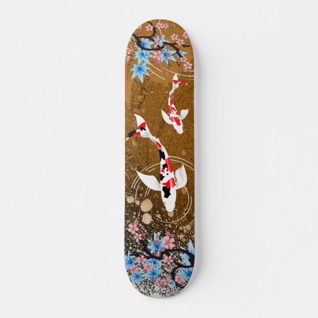 Koi Pond - wood - Japanese Design Skateboard (Front)