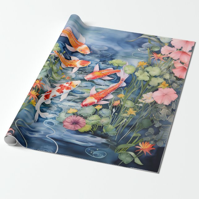 Koi Pond Wrapping Paper (Unrolled)