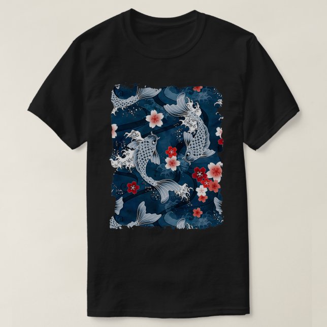 Koi sakura blossom in blue T-Shirt (Design Front)