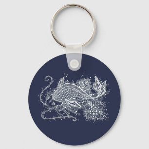 Koi Tattoo Button Keychain