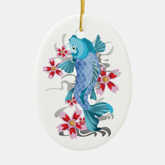 Koi Tattoo Ceramic Ornament (Front)