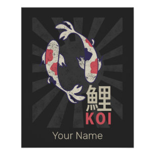 Koi Vintage Nishikigoi Japanese Carp for Aquarist Poster