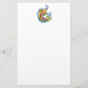 Koi with Cherry Blossoms Recycled Paper Stationary