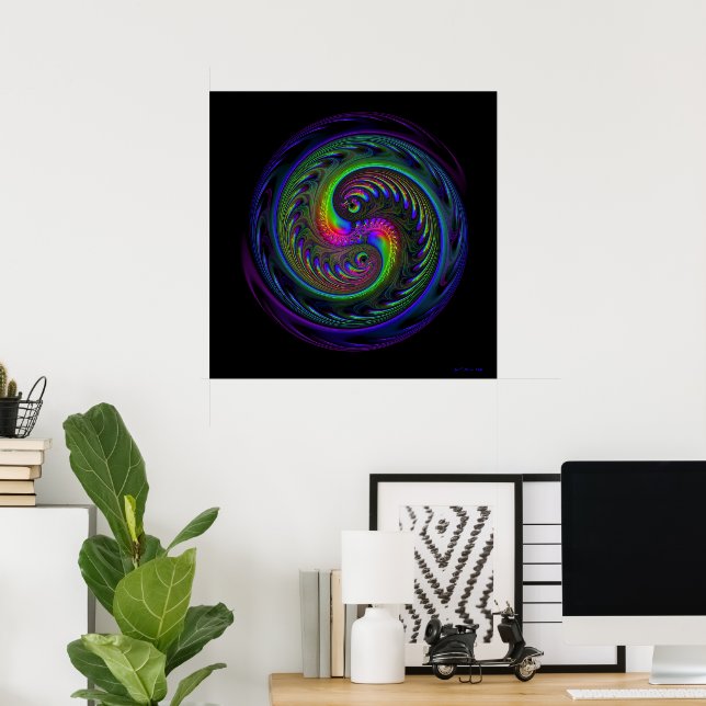 Koi Yin Yang Fractal Print (Home Office)