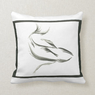 Koi zen brush stroke meditation watercolor throw pillow