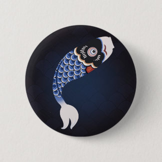 Koinobori - Blue Japanese Fish Flag 2 Inch Round Button
